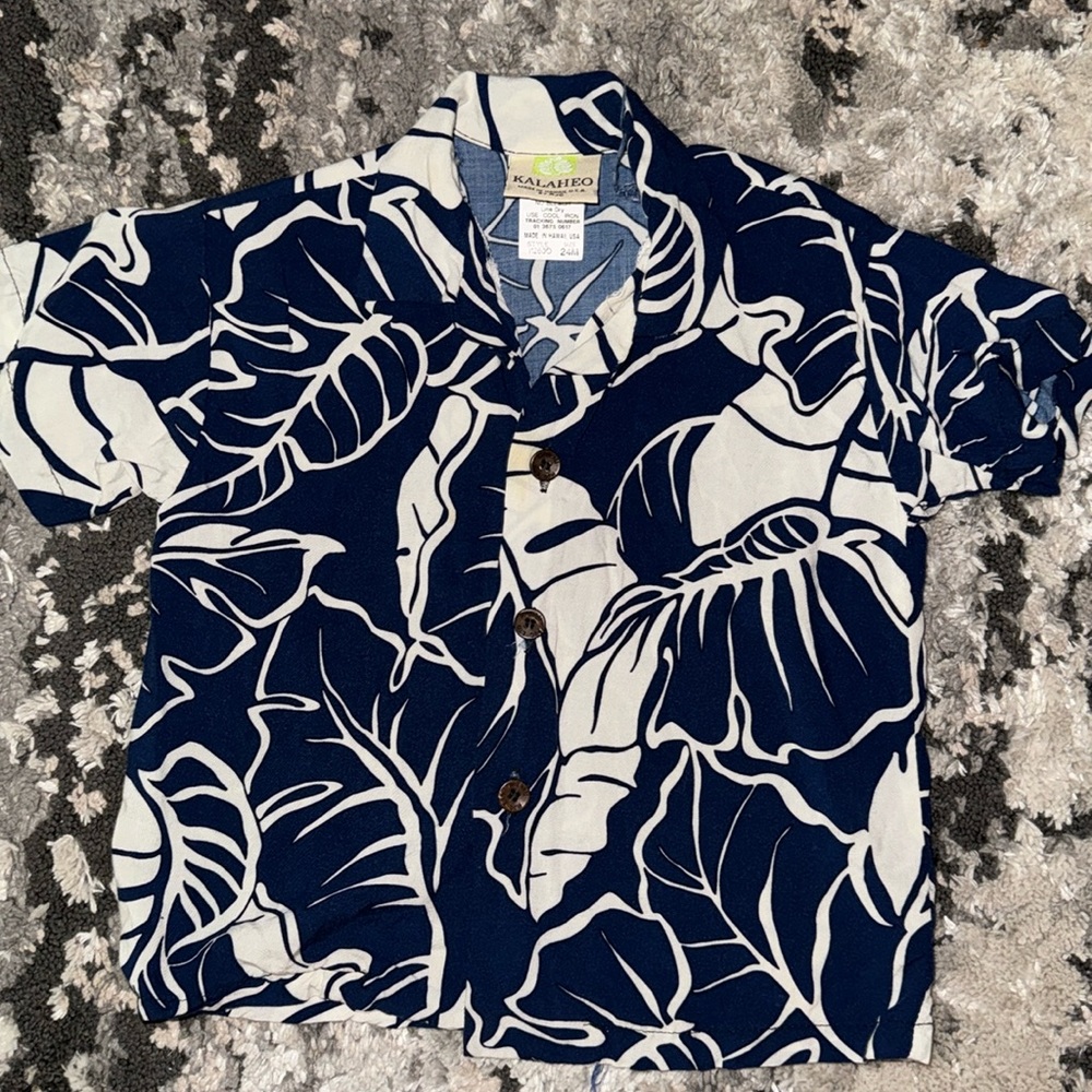 Boys Hawaiian Print Button Down